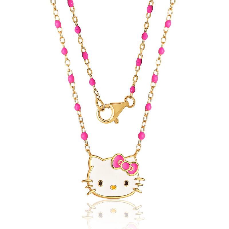 Sanrio Hello Kitty Sterling Silver Enamel Station Chain Necklace - 18'', Authentic Officially Licensed, 3 of 5
