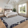 Washable Modern Bordered Plaid Rug Non Slip Low Pile Rug Soft Throw Floor Cover Foldable Indoor Carpet for Living Room Bedroom Playroom Nursery - 3 of 4