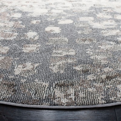 Madison 3' Round Grey and Beige Synthetic Abstract Rug