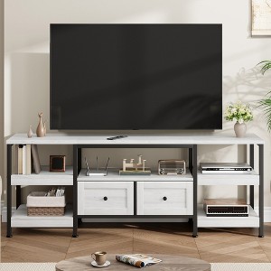 Modern-Industrial TV Stand with Metal Frame & 2 Fabric Drawers - 1 of 4