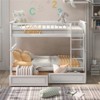 RISOKEYS Twin Over Twin Convertible Beds, Bunk Bed with 2 Storage Drawers and Ladder, Can be Devided into 2 Beds, No Spring Box Needed, White - 2 of 4