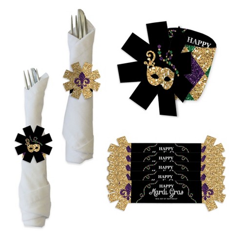 Big Dot Of Happiness Mardi Gras - Masquerade Party Paper Napkin Holder -  Napkin Rings - Set Of 24 : Target