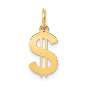 Black Bow Jewelry 14k Yellow Gold Small Polished Dollar Sign Charm - 1 of 4