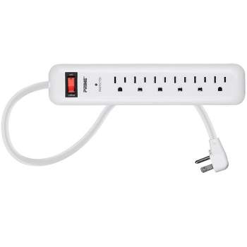 Monoprice Power & Surge - 6 Outlet Surge Protector Power Strip with Low-Profile Plug - 8 Feet Cord - White | 1000 Joules 15A / 125V / 1875W