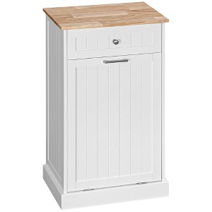 Kitchen Tilt Out Trash Bin Cabinet Free Standing Recycling Cabinet Trash Can Holder With Drawer - 1 of 4