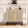 GustoWave 31" Sideboard Buffet Cabinet with Storage,2-Door Rattan Storage Cabinet,Table Kitchen Cupboard,Light Oak - 2 of 4