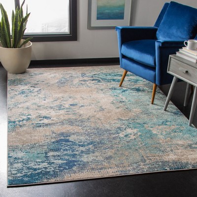 Metro-Mod Chic Round Grey/Blue Synthetic Area Rug 6'