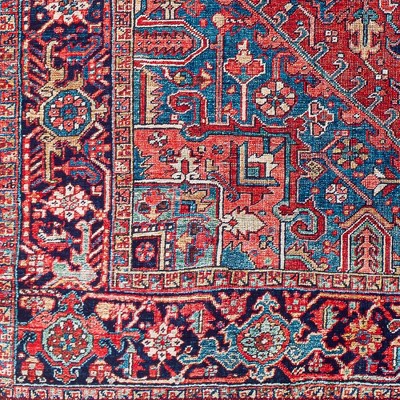 Looneind Traditional Dark Red and Blue Hand-knotted Synthetic Fur Area Rug