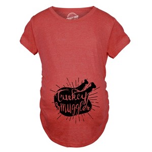 Turkey Smuggler T shirt Funny Thanksgiving Maternity Shirt Pregnancy New Baby Tee - Crazy Dog Maternity T Shirt - 1 of 4