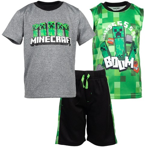 Minecraft Boys Short Sleeve Short Leg Pyjama Set Black Creeper