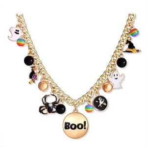 Halloween Pumpkin Pendant Necklace Witch Cat Charms Necklace Party Ghost Long Chain Necklaces for Women - 1 of 4