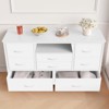Premium  8-Drawer Dresser TV Stand 55" Wide,Solid Wood Top Console with Built-in Power Outlet &22 Light Modes for Bedroom Organizer,White - 3 of 4
