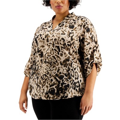 Calvin Klein Womens Animal Print Pullover Blouse