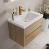 FAMYYT 30 in. Single Sink Floating Oak Bath Vanity with White Resin Top (Assembled), Ample Storage Space, Invisible Handle - 3 of 4