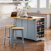 Okak Kitchen Island with Drop Leaf and Power Outlet, Kitchen Cart with Door Internal Rack, 5 Wheels Rolling Kitchen Island for Dining Room - 3 of 4