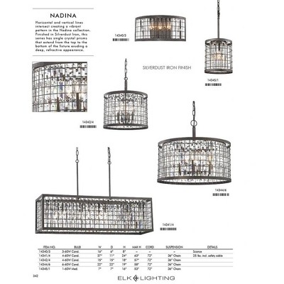 Nadina Silverdust Iron 4-Light Chandelier with Clear Crystal Shade