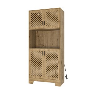 NicBex 70.86 Inch Tall Kitchen Pantry Storage Cabinet with 4 Doors,Built-in Outlet and Microwave Stand for Dining Room,Bathroom,Kitchen,Wood - 1 of 4