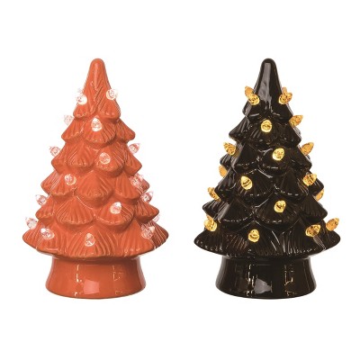 Transpac Ceramic Light Up Halloween Tree Set of 2 Halloween Home Decorations