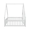Lyngins Twin/Full Size House-Shaped Floor Bed,Wood Bed Frame with Fence&Guardrails,Montessori Floor Bed for Kid's Room,Bedroom - 4 of 4