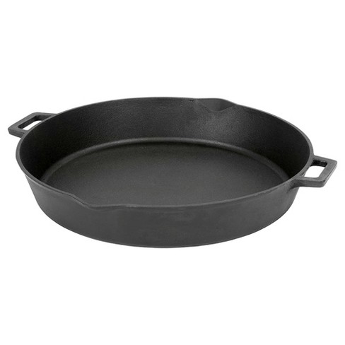 Bayou Classic 16 Inch Oven Safe Cast Iron Skillet Saucepan Cooking  Appliance With Pour Spouts And Double Handles For Home Kitchens, Black :  Target