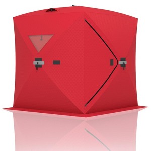 Ice Fishing Insulated Tent, 3-4 Person Shelter Large Pop-Up Portable Hub-Style Ice Fishing Shelter, 34 Square Feet of Fishable Area - 1 of 4