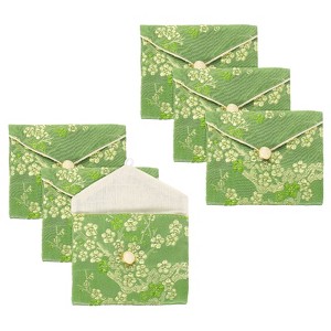 Unique Bargains Silk Embroidered Jewelry Organizer Pouch with Snap Button 6 Pcs - 1 of 4
