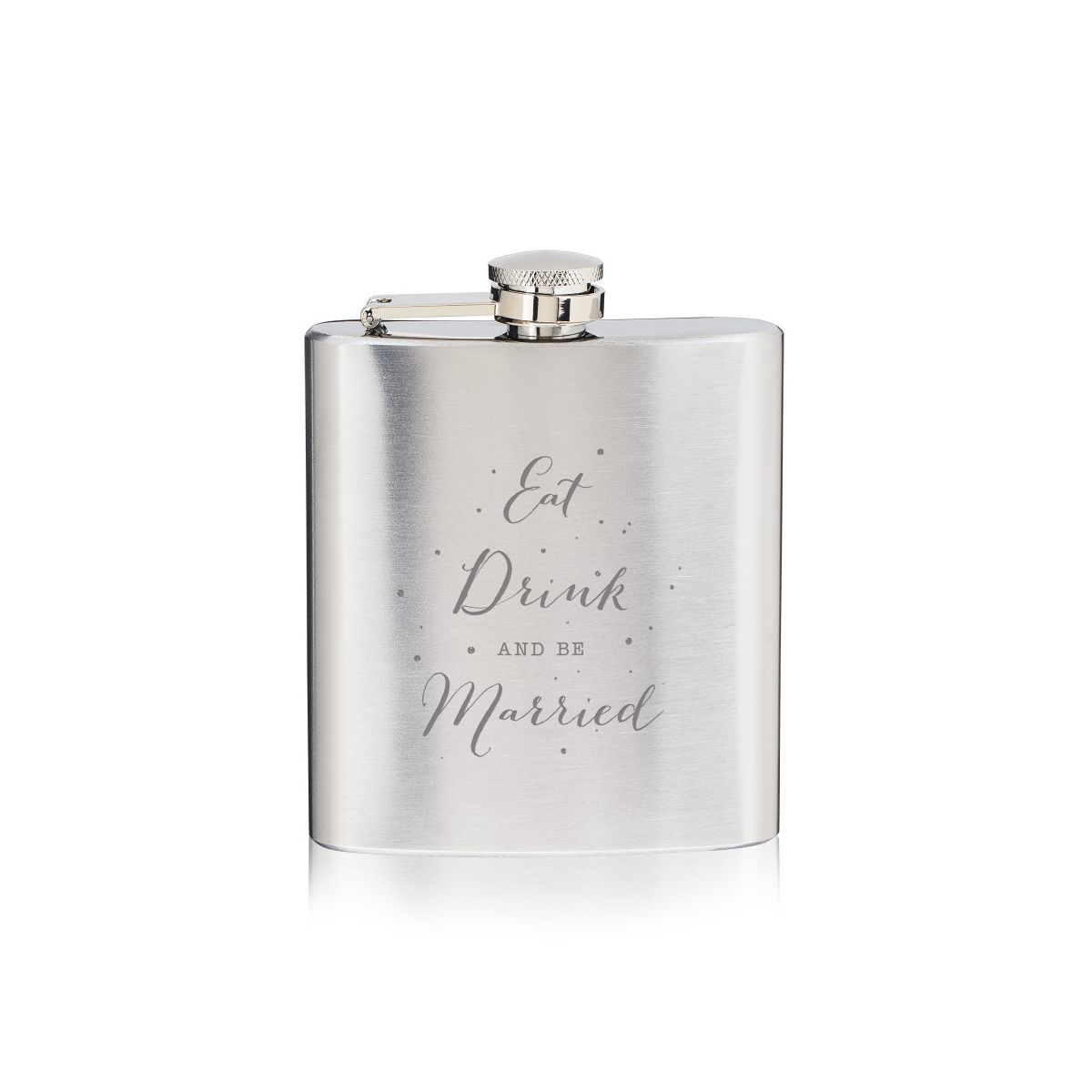 True Eat, Drink, & Be Married 6oz Stainless Steel Whiskey Flask for Wedding Gifts, Bachelor and Bachelorette Party Gifts, Outdoor, Travel, Silver