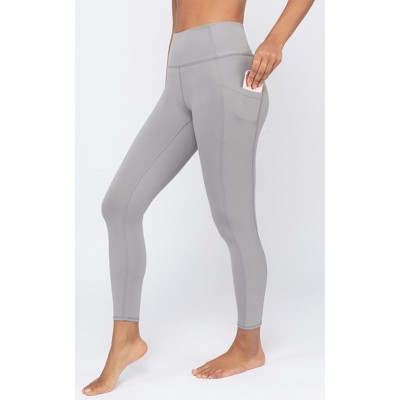 Yogalicious Womens Lux Streamline High Waist Side Pocket Ankle Leggings  With Interlink Ribbed Contrast Side Panel Contour - Frost Gray - X Large :  Target
