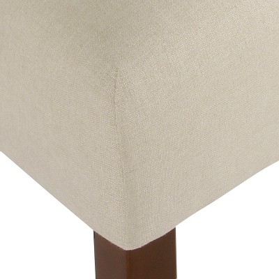 Swoop-Arm Cream Fabric Parsons Side Chair with Wood Legs