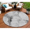 Gray Silver And Charcoal Abstract Washable Indoor Outdoor Area Rug - 2 of 4