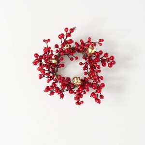 11.5"H Sullivans Berry And Bell Christmas Mini Wreath, Red - 1 of 3