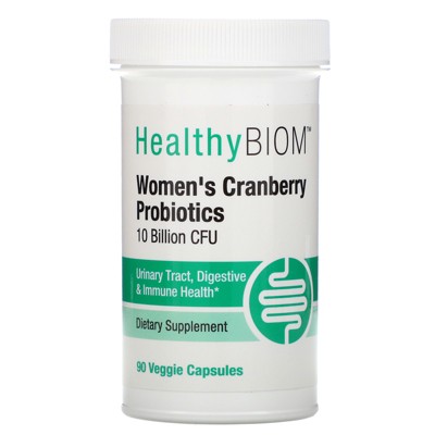 HealthyBiom Women's Cranberry Probiotics, 10 Billion CFU, 90 Veggie Capsules