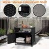 Storage Cabinet with Wicker Wood Tabletop - Patio Bar Table with Two Doors and Shelves, Bar Cabinet for Garden, Pool, Kitchen - 2 of 4