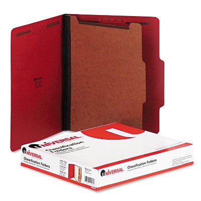 UNIVERSAL Pressboard Classification Folders Letter Four-Section Ruby Red 10/Box 10203