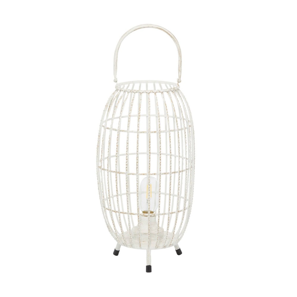 Photos - Figurine / Candlestick 16" x 8.5" Oval Modern Metal Caged Candle Holder with Led Light Bulb Cente