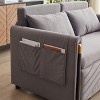 MAYEERTY 54" Modern Convertible Sofa Bed 2 Arm Pockets Velvet Loveseat Adjustable Pull Out Bed 2 Pillows Gray - 4 of 4