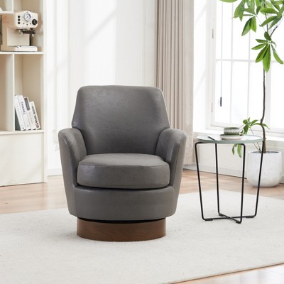 Zeus & Ruta Polyester Swivel Accent Chairs Armchair with Gold Stainless Steel Base for Living Room