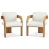 Boucle Modern Dining Chairs Set of 2 with Curved Arms,Rubberwood Frame Dining Chair with Cushions,Accent Dining Chair for Dining Room-Coolbibila - 3 of 4