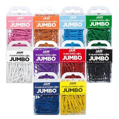 JAM Paper 2" 10pk Colorful Jumbo Paper Clips - Large - Multicolor