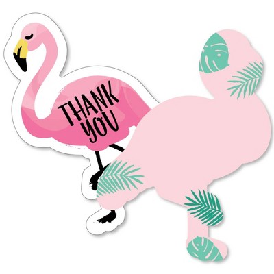 Big Dot of Happiness Pink Flamingo - Shaped Thank You Cards - Tropical Summer Party Thank You Note Cards with Envelopes - Set of 12