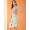 Allegra K Women's Plaid Vintage Faux Wrap Buttons Midi High Waist Skirt - 2 of 4