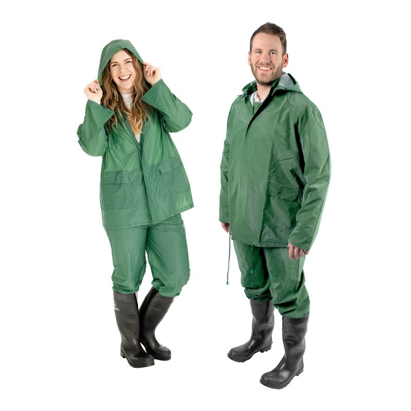 Stansport Men's 3 Piece .12mm Thick Rainsuit X Large Green, 1 of 8
