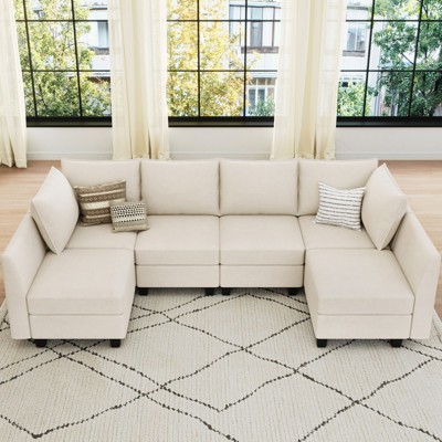 Belffin U-Shaped Modular Sectional – Storage Ottoman System & Pet-Resistant Velvet