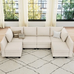 Belffin U-Shaped Modular Sectional – Storage Ottoman System & Pet-Resistant Velvet - 1 of 4