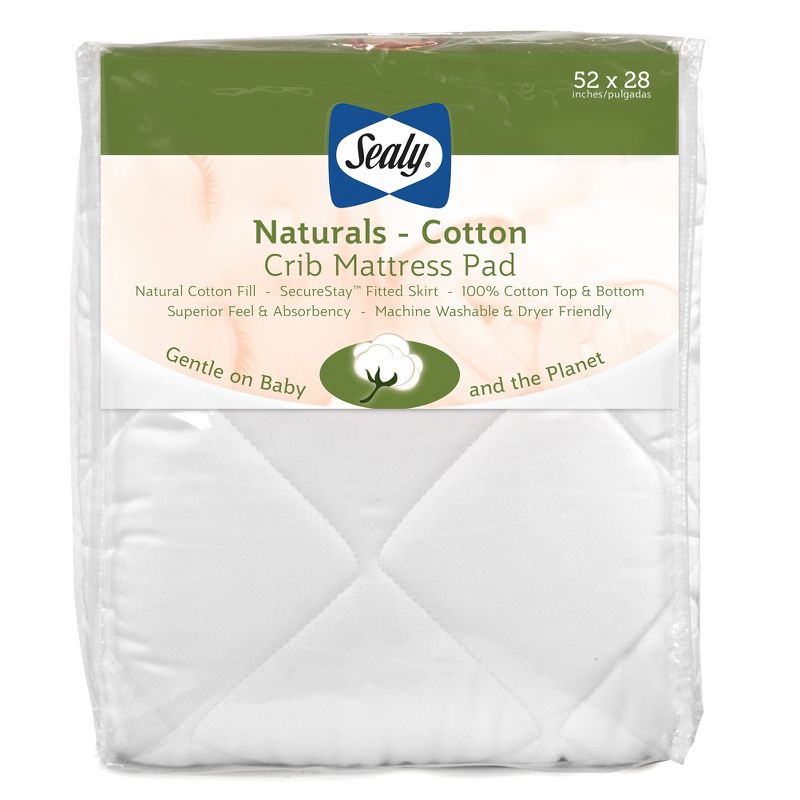Sealy Naturals Cotton Fitted Crib &#38; Toddler Mattress Pad, 1 of 8
