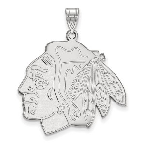 Black Bow Jewelry Sterling Silver Chicago Blackhawks NHL Extra Large Pendant - 1 of 3