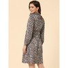 Allegra K Women's Mock Neck Swing Midi Long Sleeve A-line Floral Dress - 4 of 4