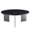 Round Coffee Table with Walnut Wood Top and Black Metal Base,Modern Centerpiece for Living Room-Maison Boucle - 4 of 4