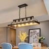 BAOURE 5-Light Black Metal Chandelier Linear Pendant Ceiling Lighting 34-inch Rustic Farmhouse Fixture Kitchen Island Dining Room - 3 of 4