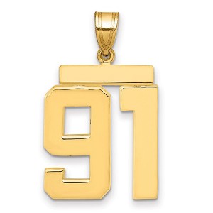 Black Bow Jewelry 14k Yellow Gold, Athletic Collection, Large Polished Number 91 Pendant - 1 of 3